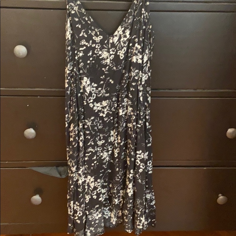 Black flower print dress